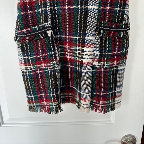 Zara Trafaluc Holiday Lined  Mini Dress Squared Design Tartan Check Tweed  Dress - Picture 7 of 7